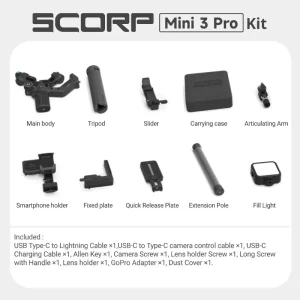 FeiyuTech SCORP Mini 3 Pro 3-in-1 Gimbal for Mirrorless, Action Cams and Smartphones with AI Tracking, 2 kg Load, 14 H Battery - Thumbnail Image 8