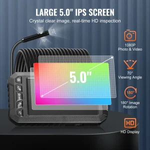 Waterproof Endoscope Camera Dual Lens Borescope 5" Screen 1080P with LED Lights - Thumbnail Image 3