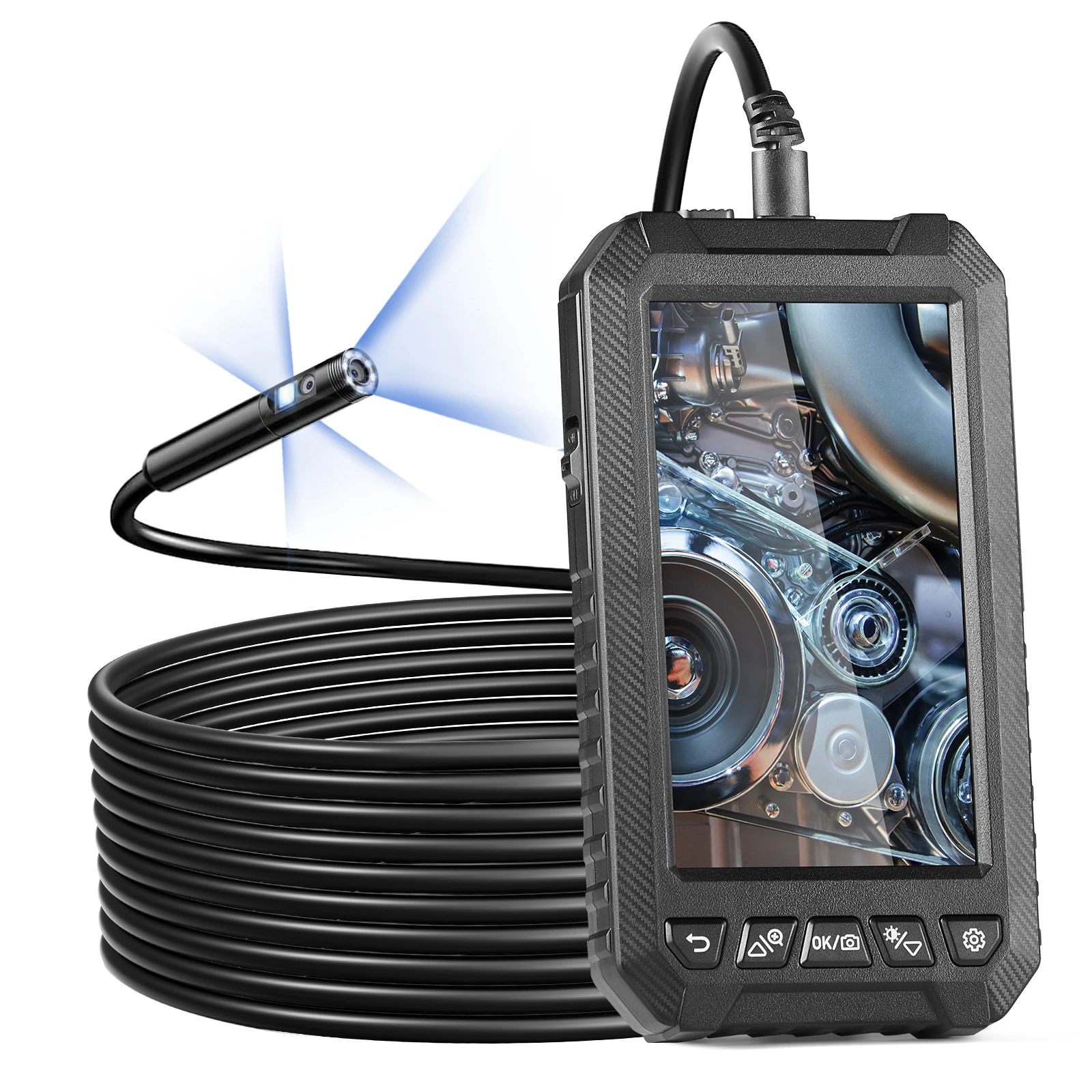 Waterproof Endoscope Camera Dual Lens Borescope 5" Screen 1080P with LED Lights - Image 1