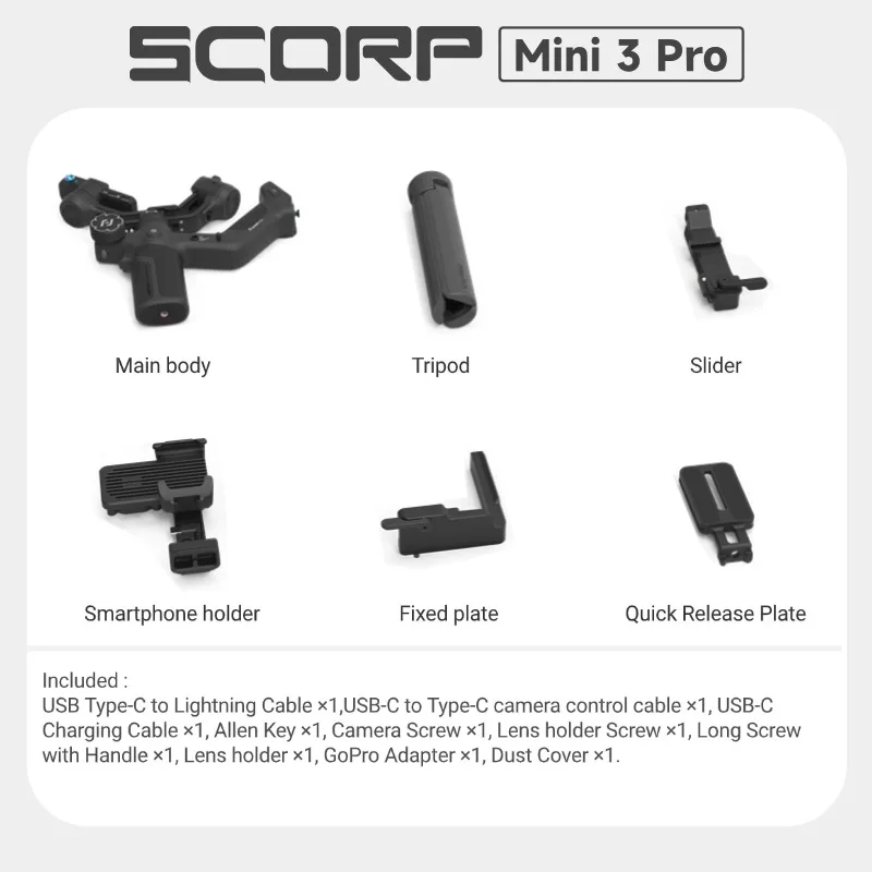 FeiyuTech SCORP Mini 3 Pro 3-in-1 Gimbal for Mirrorless, Action Cams and Smartphones with AI Tracking, 2 kg Load, 14 H Battery - Image 7